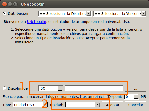 Configurar UNetbootin