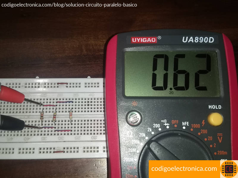 Resultado resistencia total con R1 y RT1