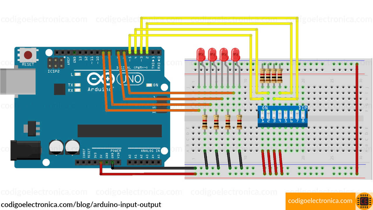 Arduino input output breadboard