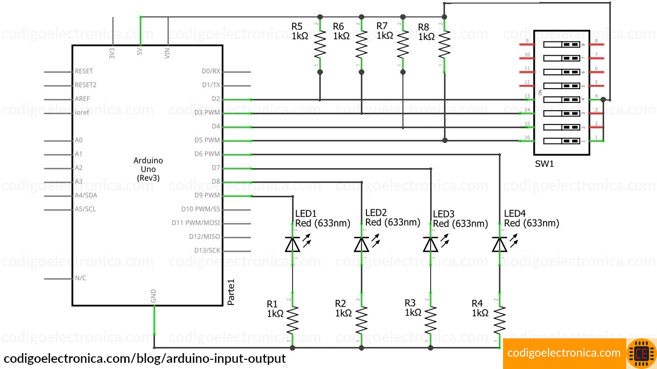 Arduino input output circuito