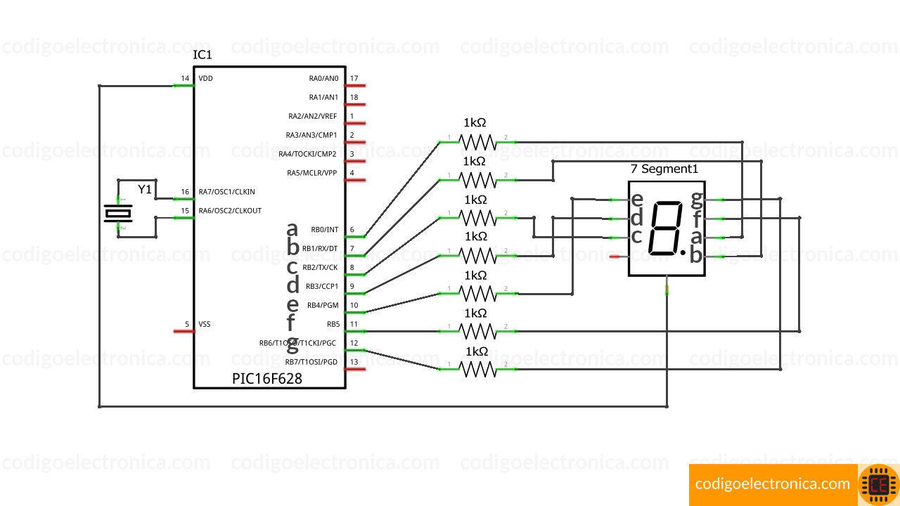 Conexión display 7 segmentos ánodo cómun breadboard