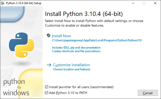 Pantalla bienvenida python