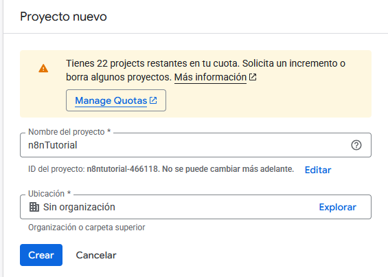 Proyecto nuevo en GCP Google