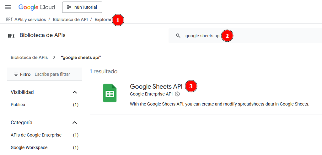 Buscar Google Sheets API