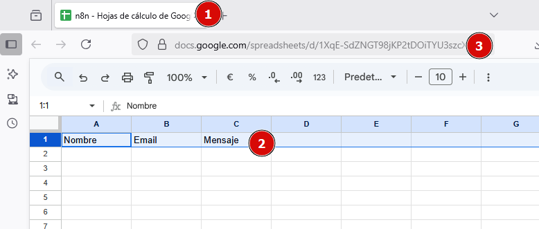 Hoja de calculo de Google sheet