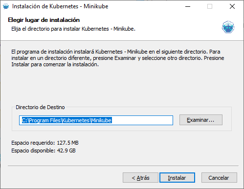 Ligar de instalación de minikube