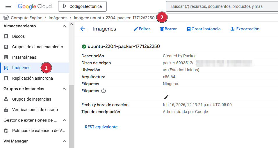 Detalle de imagen creada en packer