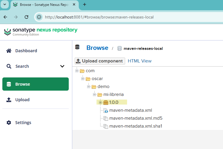 Visualizar repositorios maven
