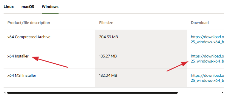 Descargar instalador Java Windows