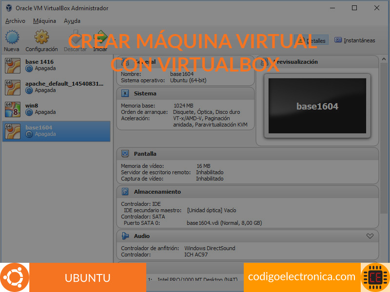 Crear maquina virtual virtualbox