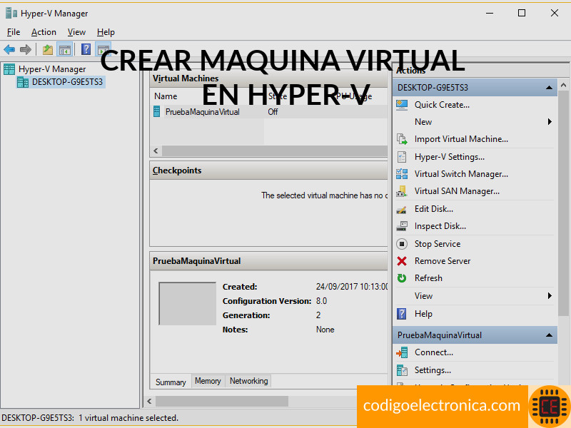 Crear maquina virtual hyper-v