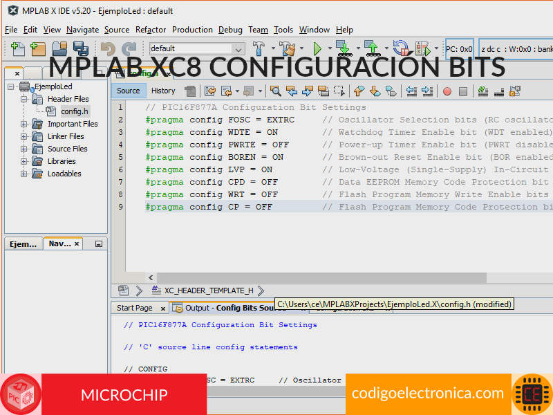 mplab xc8 configuration bits