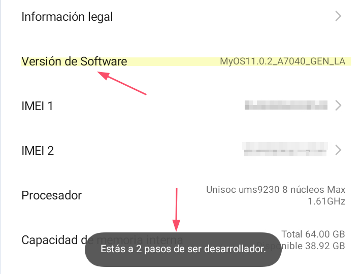 Activar opciones desarrollador