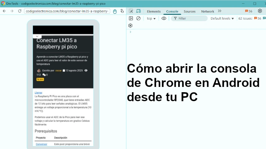 Cómo abrir la consola de Chrome en Android desde tu PC