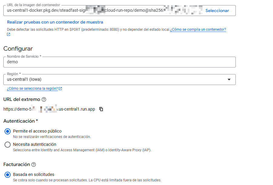 Configuración de la Cloud Run