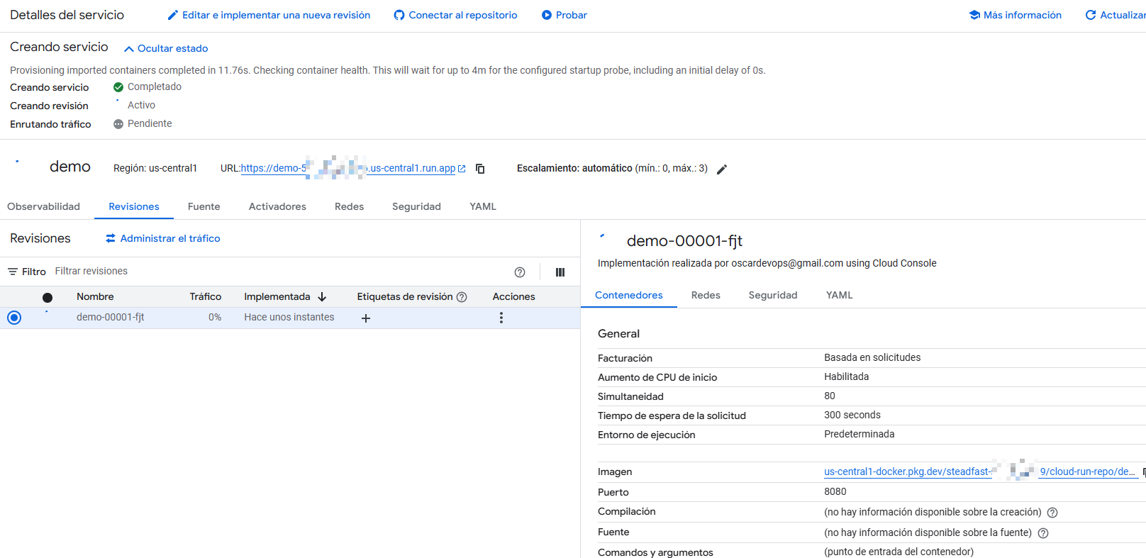 Deploy de Cloud Run  desde consola Web
