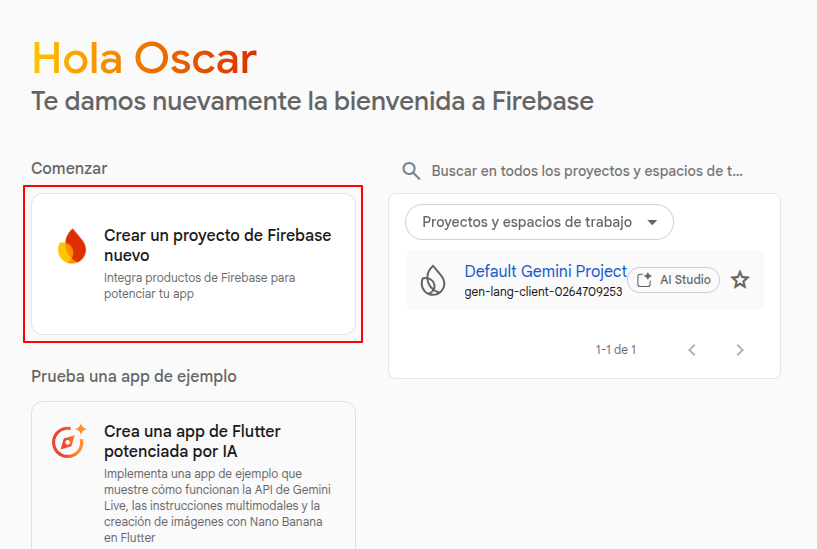 Crear un proyecto en firebase