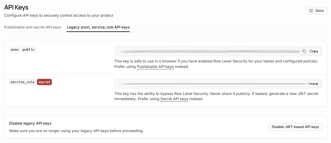 Service role api key