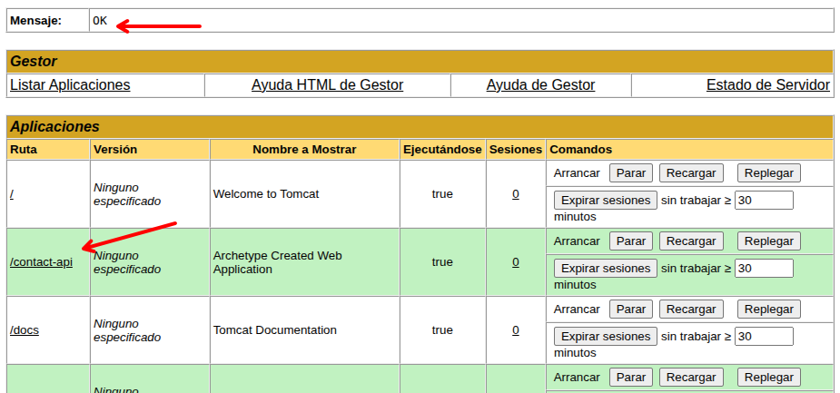 Aplicación desplegada
